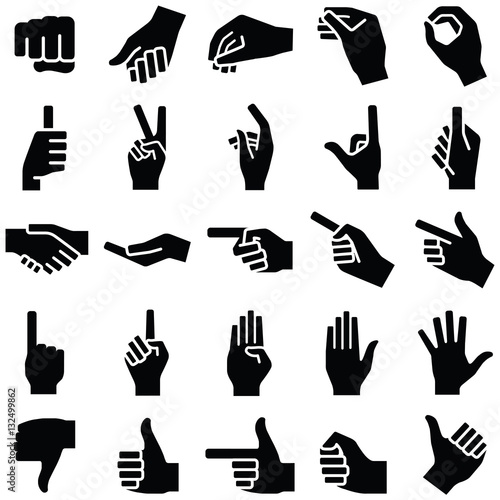 Hand icon collection - vector silhouette illustration 