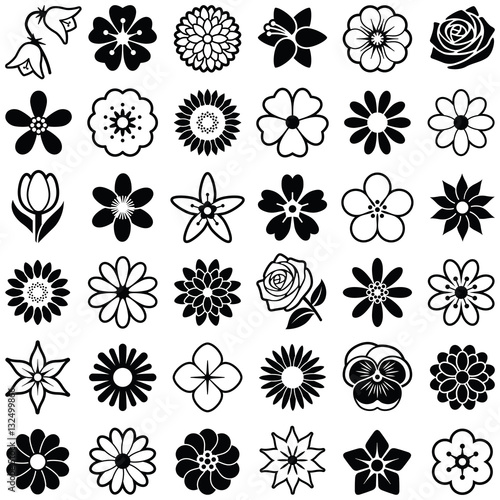 Fototapeta Flower icon collection - vector illustration
