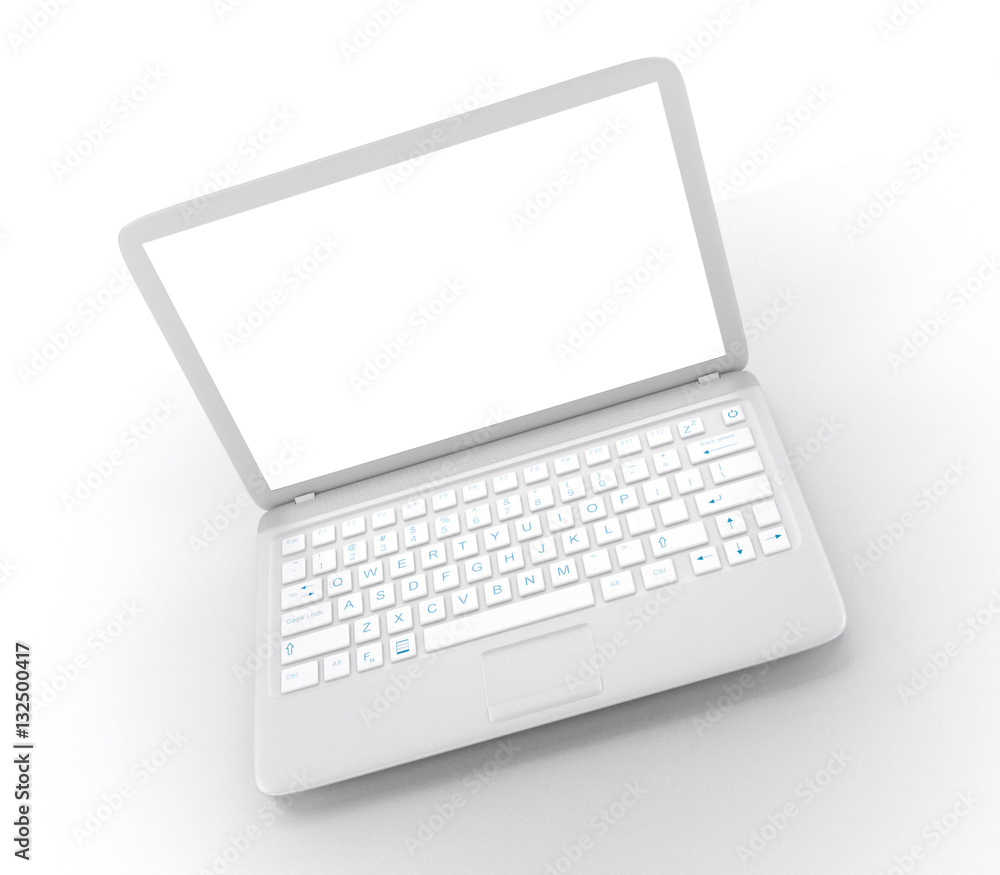 Modern Laptop PC with blank LCD screen isolated on white background (3D rendering) Modern Laptop PC with blank LCD screen isolated on white background (3D rendering)