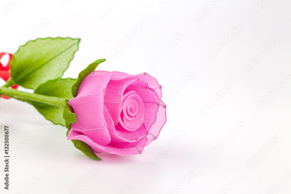 artificial pink rose on white background artificial pink rose on white background