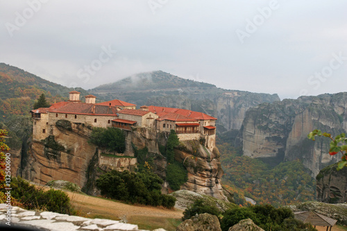 Landscape of the mountains and monasteries of Meteora, Greece