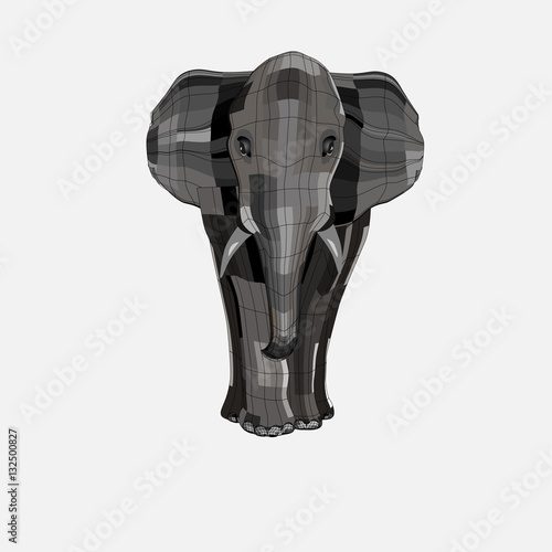  big and strong elephant. He is standing and looking. Isolate on white background.