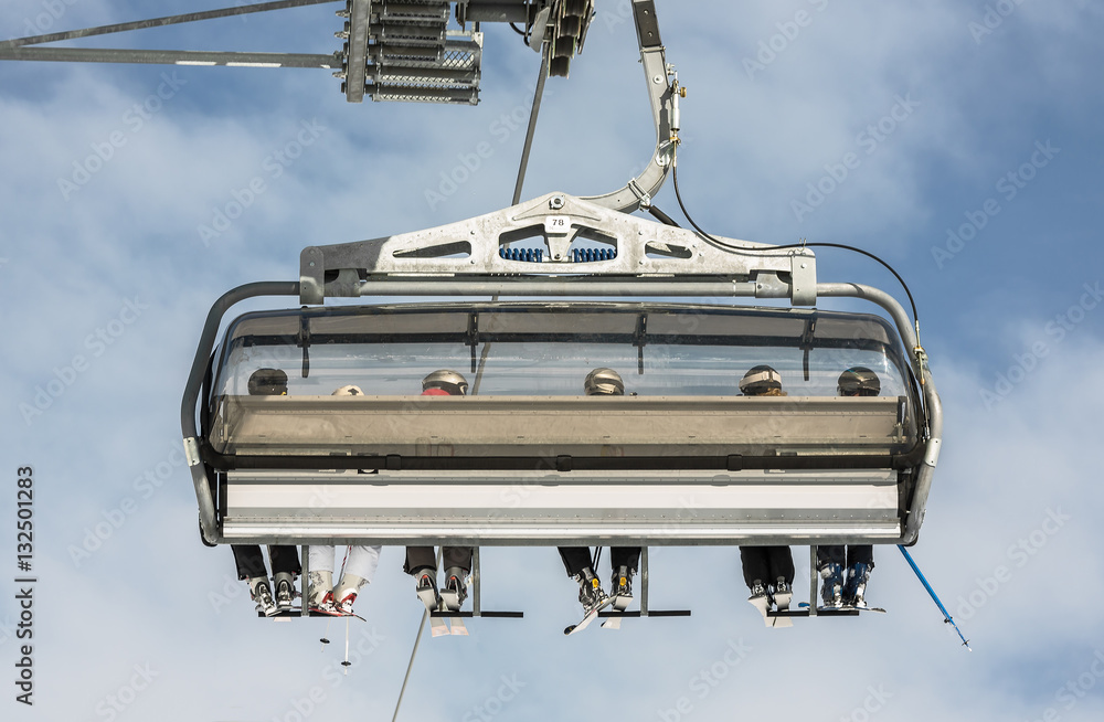 One of chair lifts in a ski resort of a valley of Zillertal - Mayrhofen region, Austria One of chair lifts in a ski resort of a valley of Zillertal - Mayrhofen region, Austria