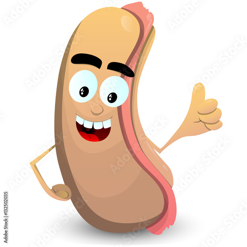 Vector illustrated cartoon Hot Dog showing Thumbs Up.