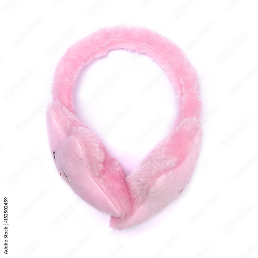 pink warm earphones isolated on white