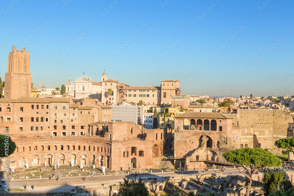 Rome, Italy. Emperor Trajan's Market and Forum of Augustus Emperor