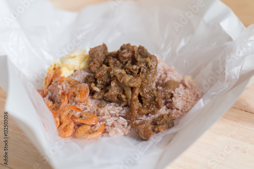 Rice Seasoned with Shrimp Paste (khaao khlook gabpi) photo