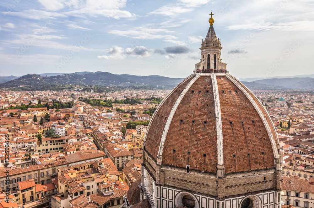 The view of the Dome of Florence Cathedral in Italy