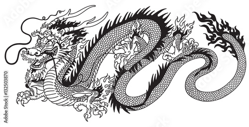 chinese dragon black and white tattoo