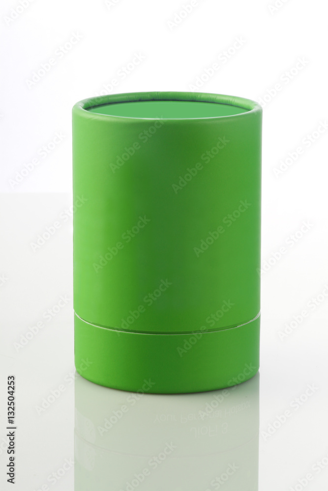 Green Cylinder Card Board Box for Packaging Mockups