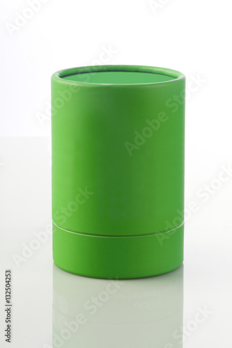 Green Cylinder Card Board Box for Packaging Mockups