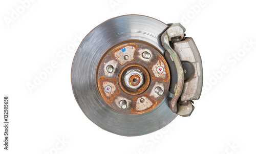 Car brakes on white background , Clipping - path.