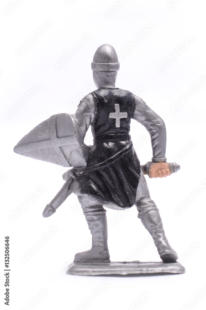figurine a medieval knight isolated on white