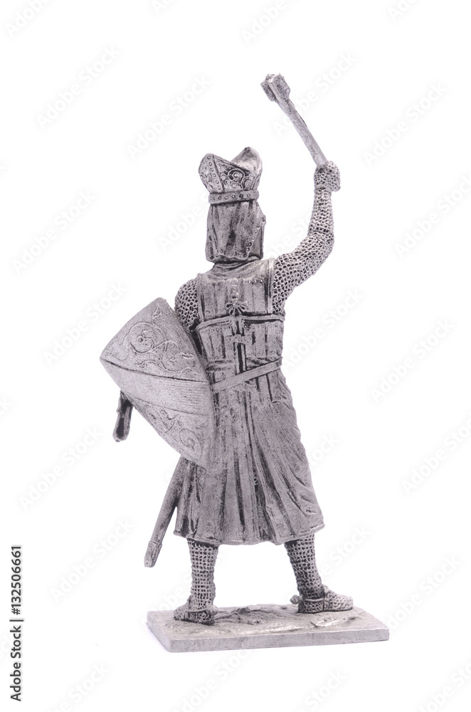 Fototapeta premium tin soldier medieval knight isolated on white