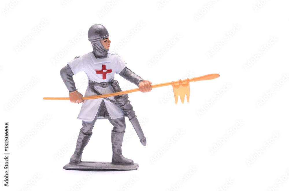 figurine a medieval knight  isolated on white