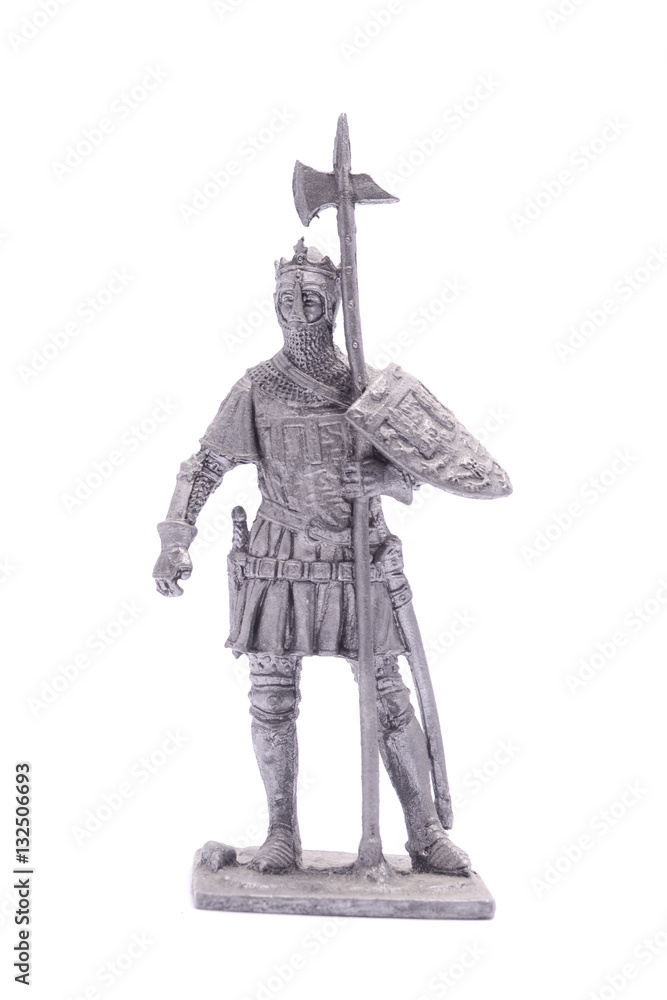 Fototapeta premium tin soldier medieval knight isolated on white