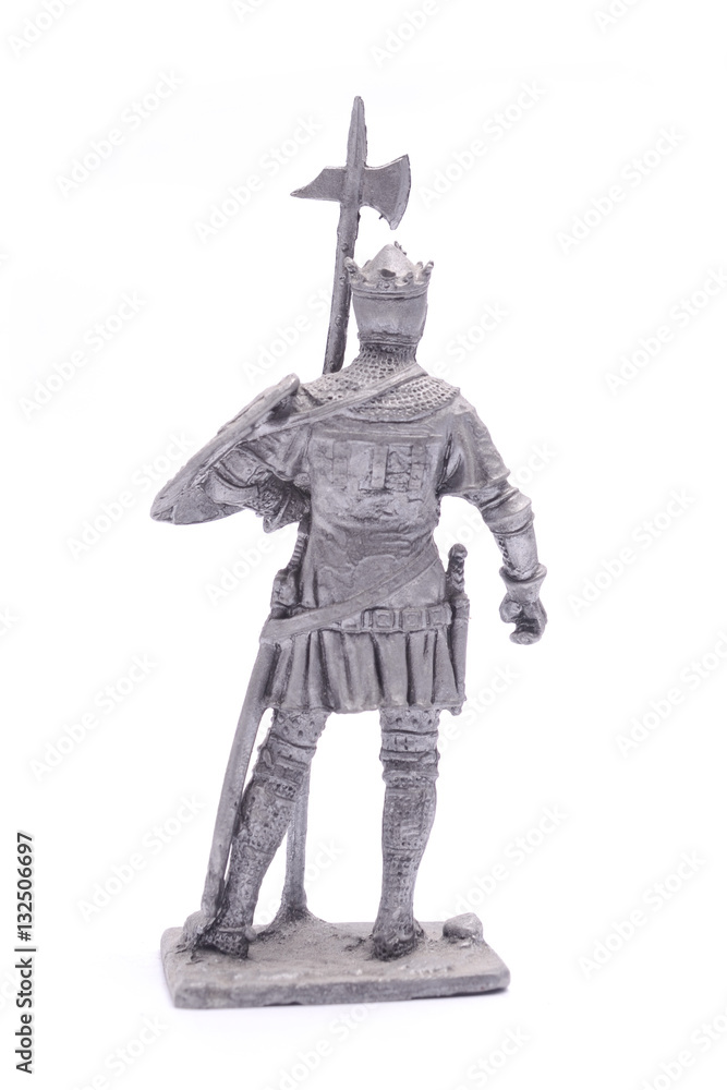 tin soldier medieval knight  isolated on white