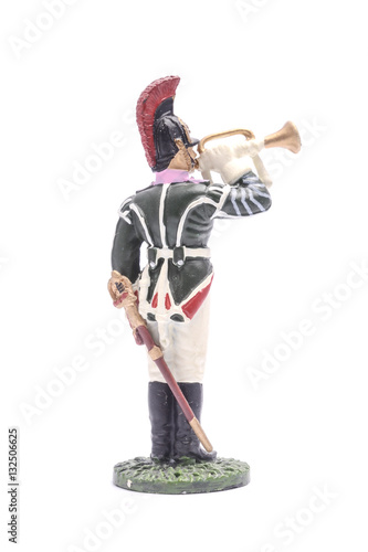 tin soldier Trumpeter Moscow Dragoons 1812 Isolated on white photo