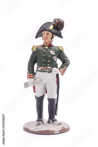 Photography tin soldier  napoleon Isolated on white