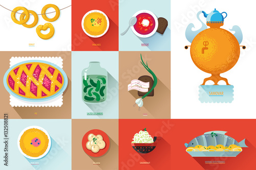 Set Russian national food. Illustration  cuisine