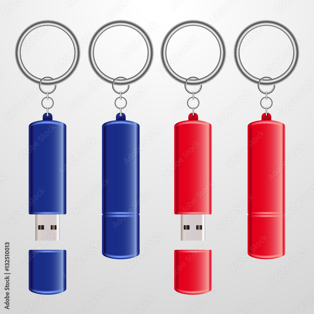 Set of Flash Drive Key Chain : Vector Illustration Set of Flash Drive Key Chain : Vector Illustration