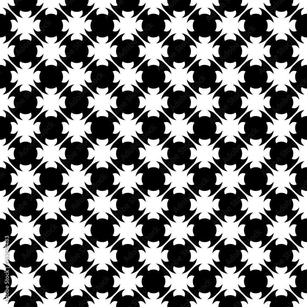 Vector monochrome seamless pattern. Abstract black & white geometric texture in oriental style, repeat tiles. Endless ornamental background. Indian, arabian lattice. Design for prints, textile, decor Vector monochrome seamless pattern. Abstract black & white geometric texture in oriental style, repeat tiles. Endless ornamental background. Indian, arabian lattice. Design for prints, textile, decor