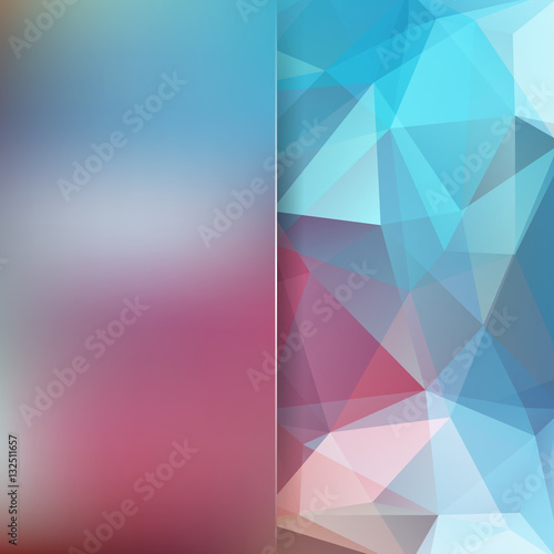 Background made of triangles. Square composition with geometric shapes and blur element. Eps 10 Pink, purple, blue colors.