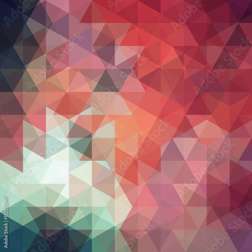 Background of geometric shapes. Abstract triangle geometrical background. Mosaic pattern. Vector EPS 10. Vector illustration. Red, orange, green colors.