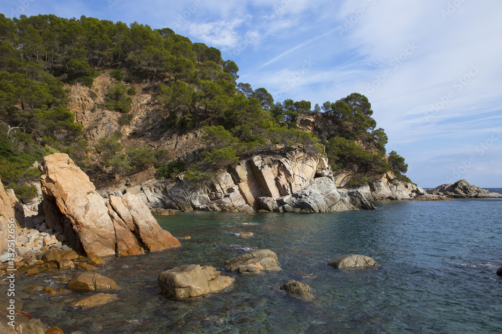 Mediterranean rocky coast. Tossa del Mar, Costa Brava, Catalonia, Spain