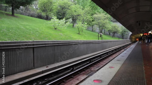 Washington DC Metro train arriving at station