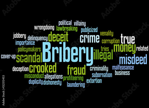 Bribery, word cloud concept 3 photo