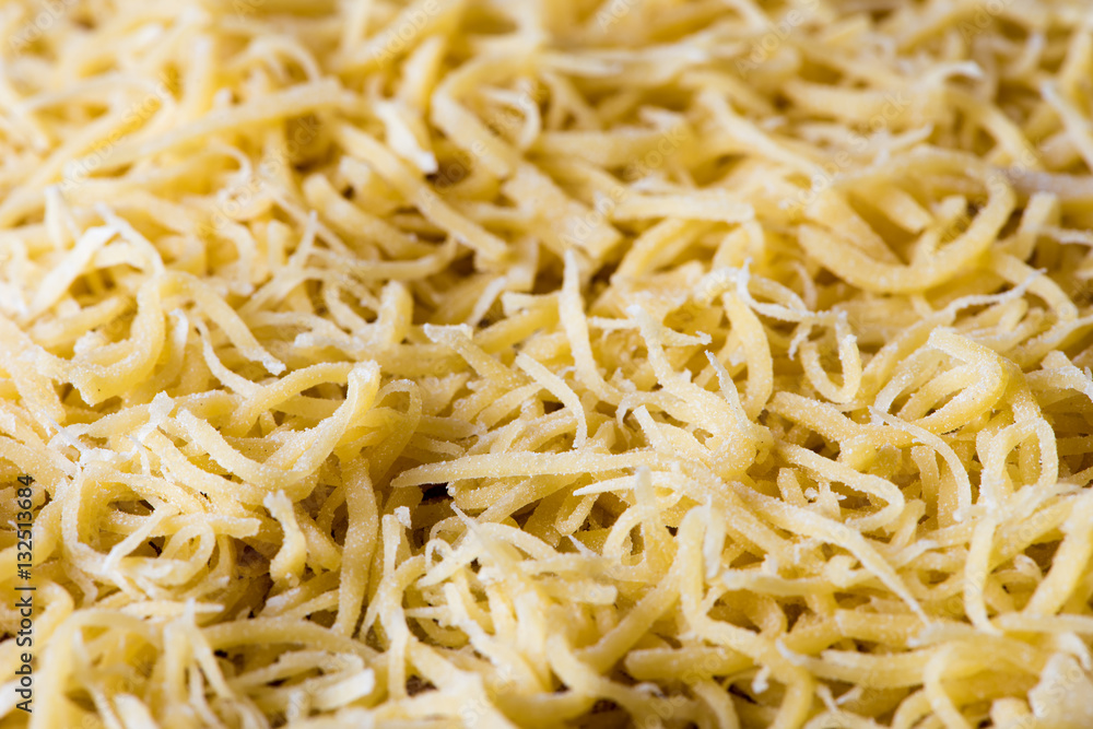 Homemade noodles on the table in natural light