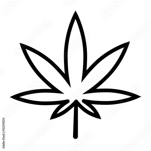 marijuana leaf icon with shadow on white background