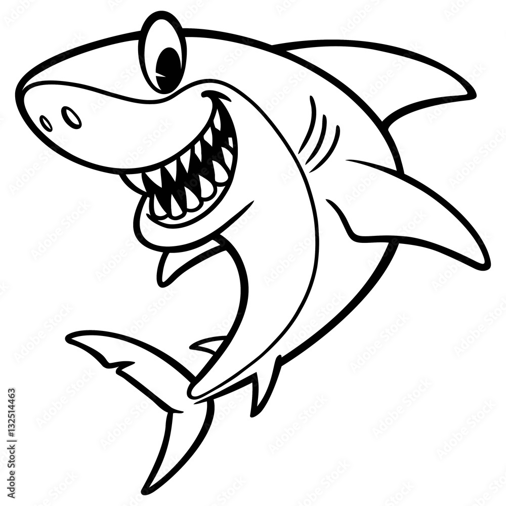 Naklejka premium Shark Cartoon Drawing