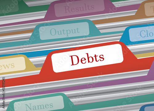 Debts folder in file folders personal finance vector illustration
