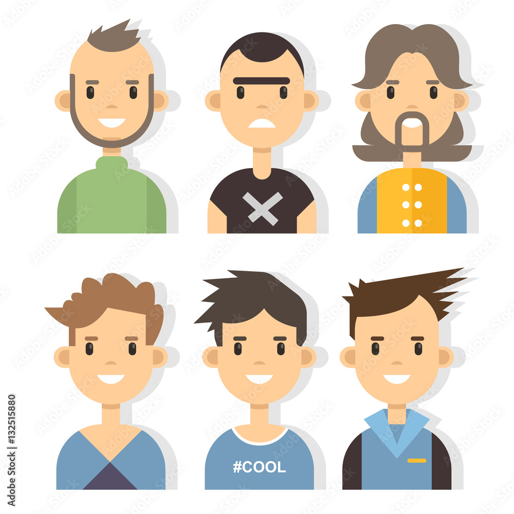 Vector set of stylish male characters in modern flat design. Vector set of stylish male characters in modern flat design.