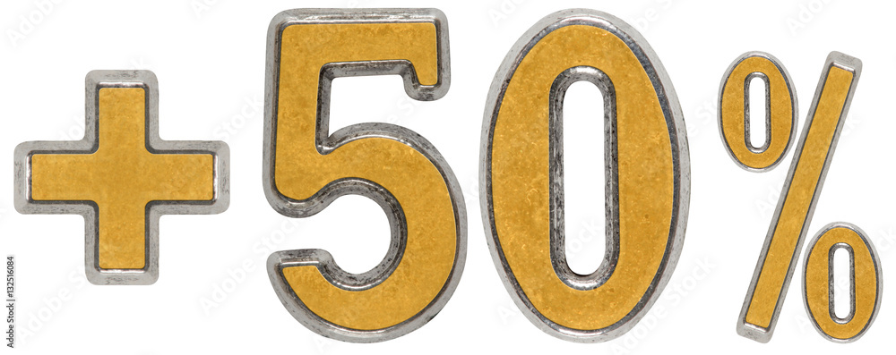 Percent benefits, plus 50 fifty percent, numerals isolated on wh Percent benefits, plus 50 fifty percent, numerals isolated on wh