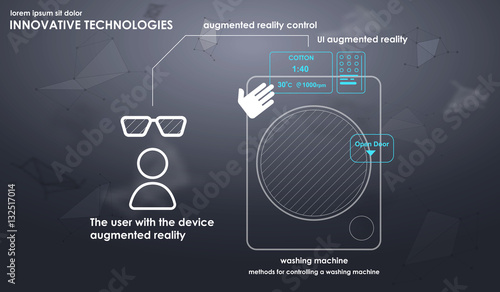 innovative technologies in the washing machine. graphic drawing for print, web and app.