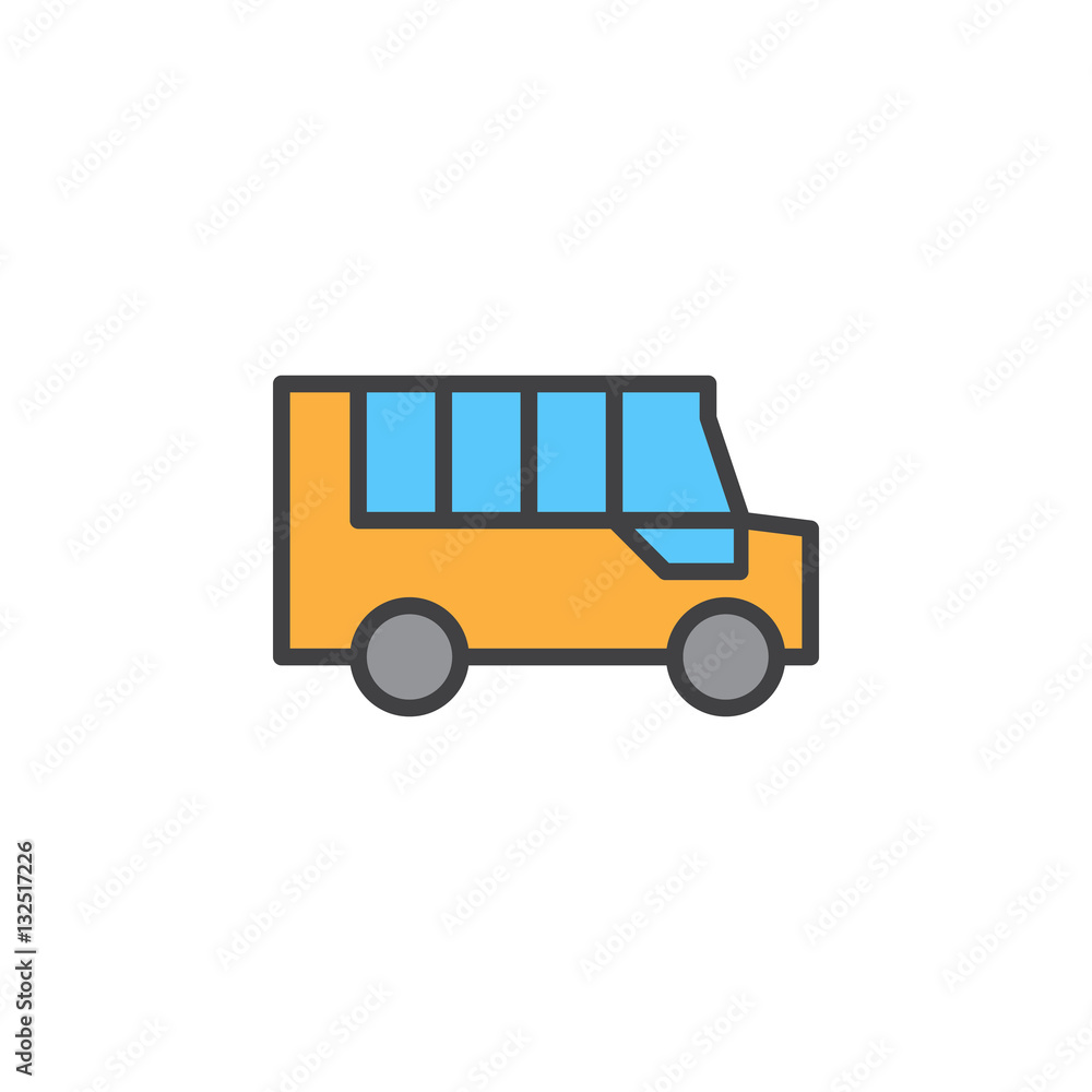 School bus line icon, filled outline vector sign, linear colorful pictogram isolated on white. Symbol, logo illustration