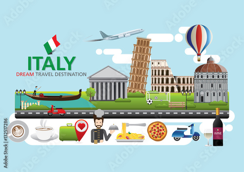 Italy Travel destination concept, Travel design templates collection, Info graphic elements for traveling to Italy. 