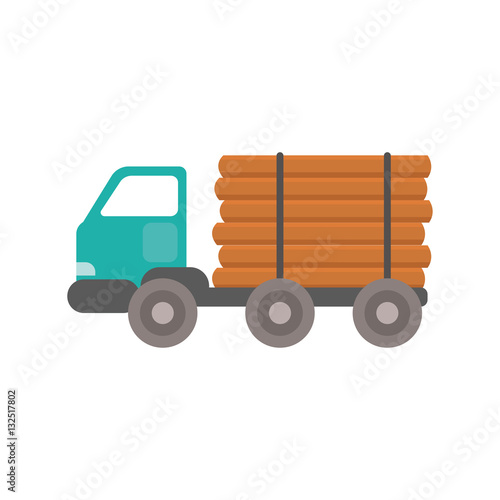 Truck wood transportation vector.
