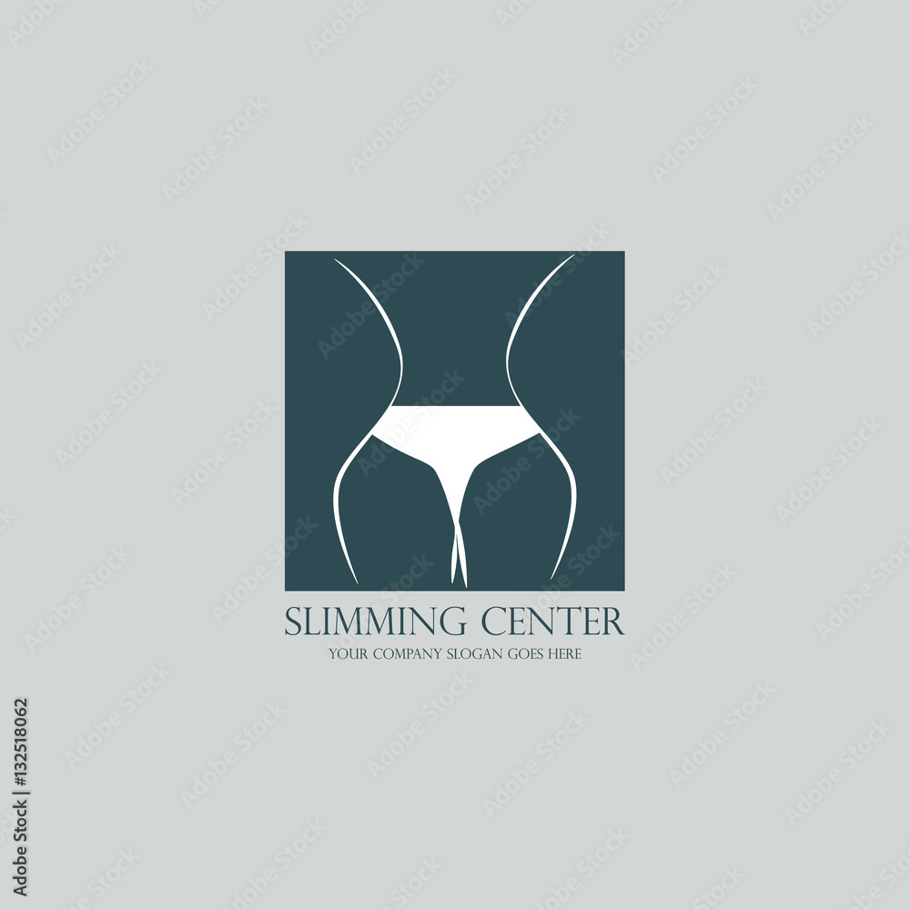 Slimming, wellness and sexy naked lady in bikini logo element Slimming, wellness and sexy naked lady in bikini logo element