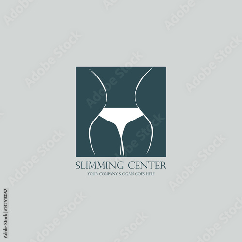Slimming, wellness and sexy naked lady in bikini logo element