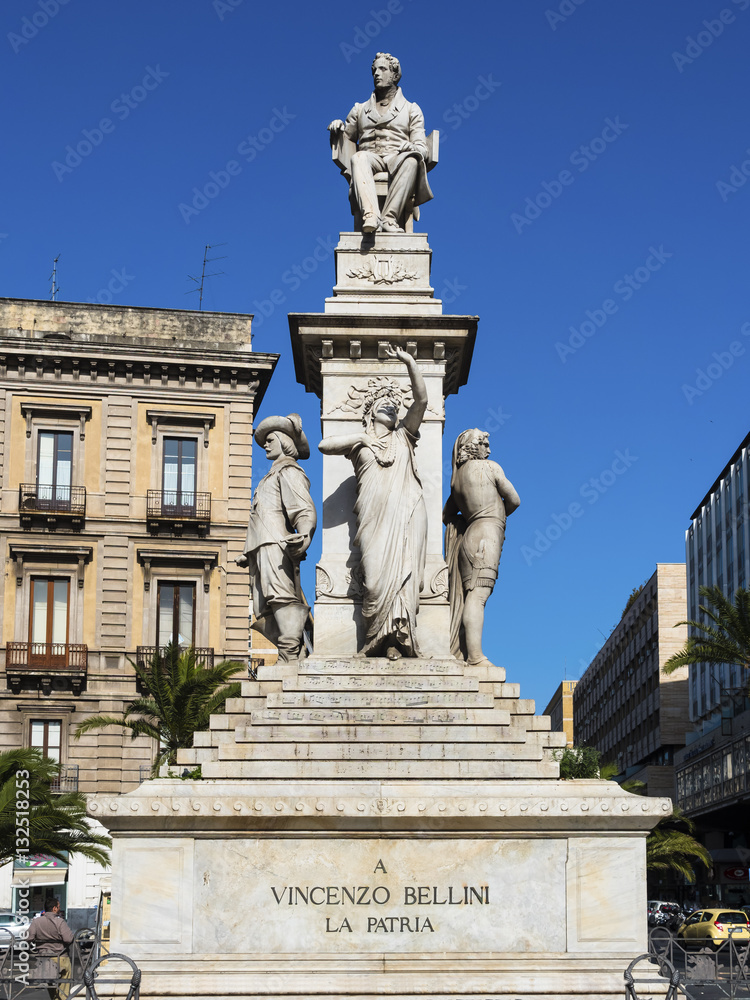 Italien, Sizilien,Catania, Denkmal von Vicenzo Bellini Im Park der Villa Bellini