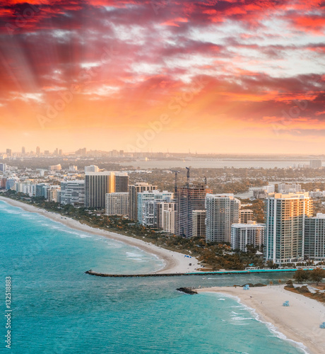 Sunset view of Miami from helicopter © jovannig