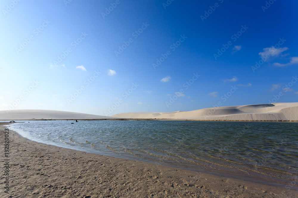 White sand dunes panorama from Lencois Maranhenses National Park White sand dunes panorama from Lencois Maranhenses National Park