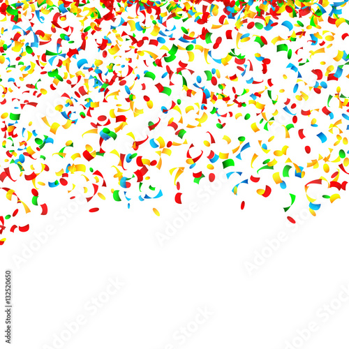 Confetti Falling Vector. Bright Explosion Isolated On White. Background For Birthday, Anniversary, Party, Holiday Decoration.