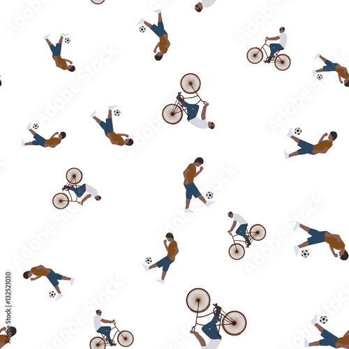 Vector illustration of a seamless pattern with the images of people active summer vacationers, flat style