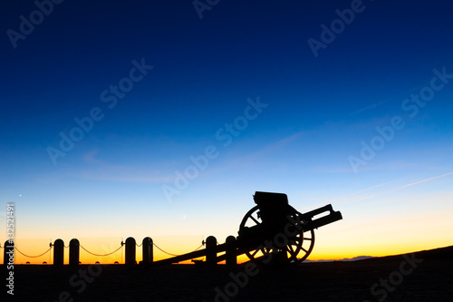 Cannon silhouette at twilight