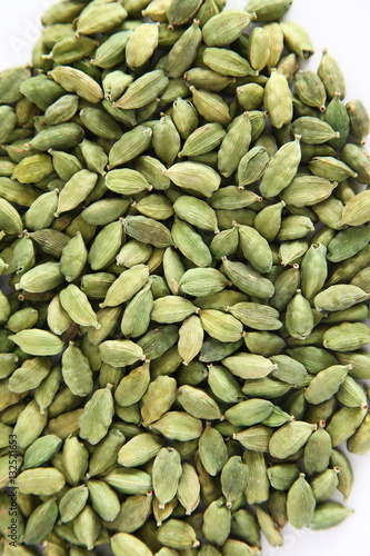 Fresh dried green cardamon seeds spice